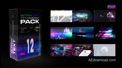 Glitch Text Transitions Pack 12 | MOGRT Premiere Pro template preview