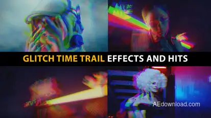 Glitch Time Trail Effects And Hits Premiere Pro template preview