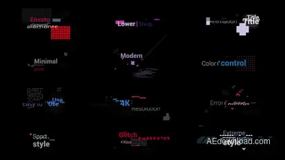 Glitch Titles Video Displays template preview