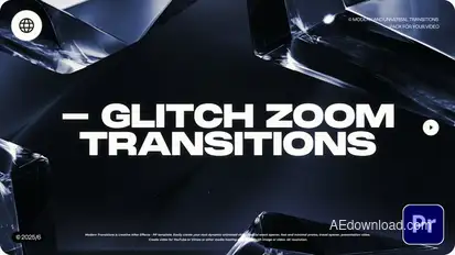 Glitch Zoom Transitions Premiere Pro template preview