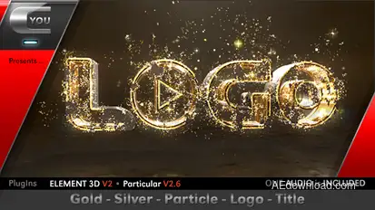 Gold Silver Particle Logo Title Video Displays template preview