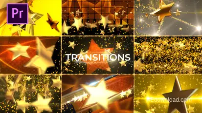 Gold Star Transitions Pack Premiere Pro template preview