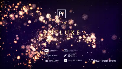 Golden Snowflakes Flow Titles MOGRT Premiere Pro template preview