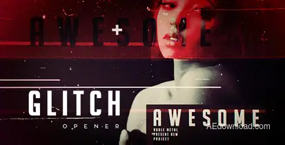 Grunge Glitch Opener Video Displays template preview