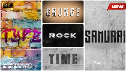 Grunge Texture Backgrounds & Typography Collection MOGRT Premiere Pro template preview