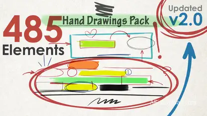 Hand Drawings Pack (485 elements) v2.0 Video Displays template preview