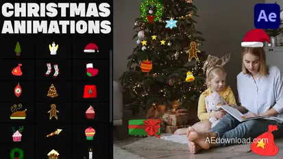 Hand-Drawn Christmas Icons for After Effects Video Displays template preview