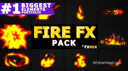 Hand Drawn FIRE Elements | After Effects Video Displays template preview