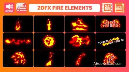 Hand Drawn Fire Elements Pack | After Effects Video Displays template preview