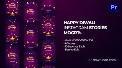 Happy Diwali Instagram Stories MOGRT Premiere Pro template preview