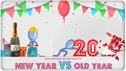 Happy New Year vs Bad Old Year - Humorous Greetings Video Displays template preview