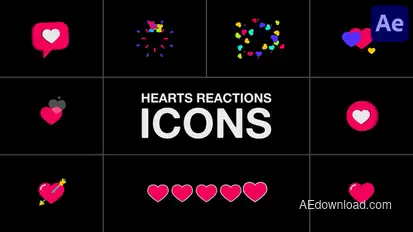 Hearts Reactions Icons for After Effects Elements template preview