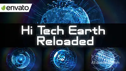 Hi Tech Earth Reloaded / Element 3D Video Displays template preview