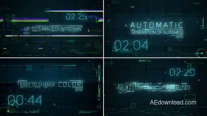 Hi-Tech Glitches (Countdown and Titles) Video Displays template preview