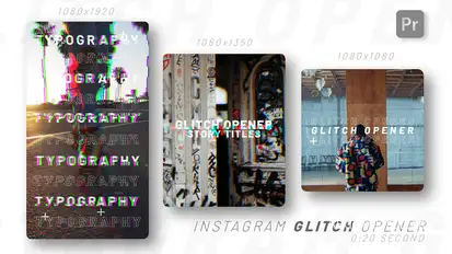 Instagram Glitch Opener Premiere Pro template preview