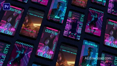 Instagram Reels Neon Premiere Pro template preview