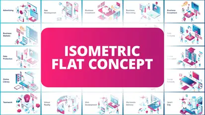 Isometric Flat Concept Video Displays template preview