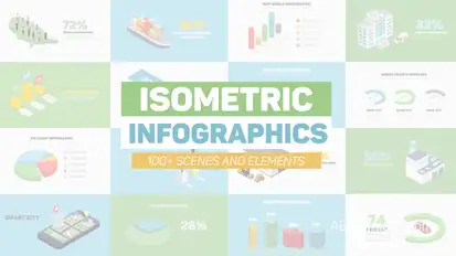 Isometric Infographics Video Displays template preview