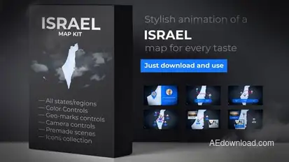 Israel & Palestinian Territories Map - State of Israel Map Kit Video Displays template preview
