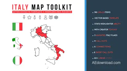 Italy Map Toolkit Video Displays template preview