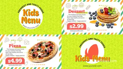 Kids Menu Video Displays template preview