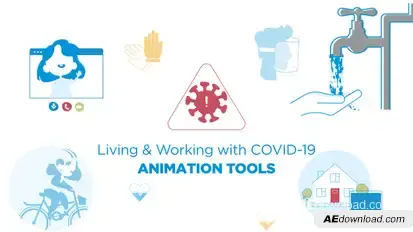 Living & Working with COVID-19 - Animated graphics Video Displays template preview