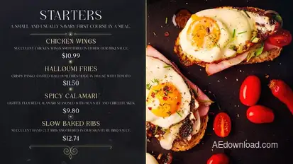 Luxury Restaurant Menu Slides Video Displays template preview