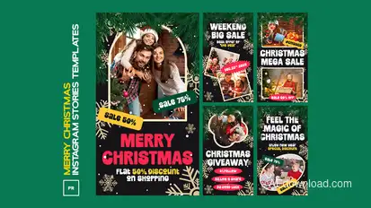 Merry Christmas Instagram Stories MOGRT Premiere Pro template preview