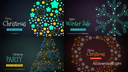 Merry Christmas Text Reveal Video Displays template preview