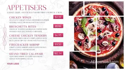 Minimal Restaurant Menu Video Displays template preview