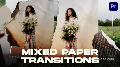 Mixed Paper Transitions Premiere Pro template preview