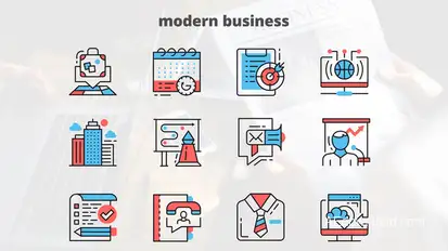 Modern Business – Thin Line Icons Video Displays template preview