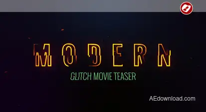 Modern Glitch Movie Teaser Video Displays template preview