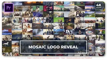 Mosaic Photo Logo Reveal Premiere Pro template preview