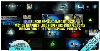 Motion Graphics Displays And Particles Bundle Pack Video Displays template preview