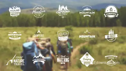 Mountain Travel And Campfire Badges Video Displays template preview