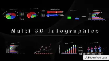 Multi 3D Infographics Video Displays template preview