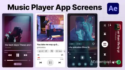 Music Player App Screens Elements template preview