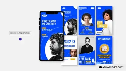 Music Podcast Instagram Reels Premiere Pro template preview