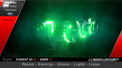 Neon Energy Glass Light Logo Video Displays template preview