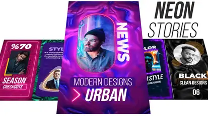 Neon Instagram Stories Video Displays template preview