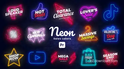 Neon Sale Labels for Premiere Pro Premiere Pro template preview
