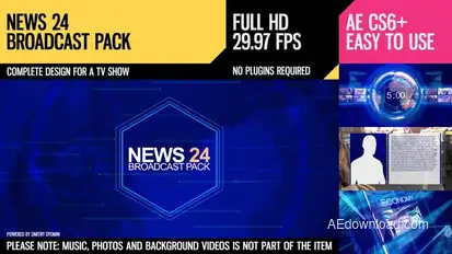 News 24 (Broadcast Pack) Video Displays template preview