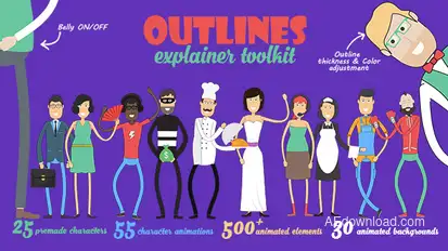 Outlines Explainer Toolkit Video Displays template preview