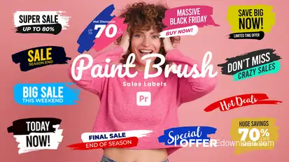 Paint Brush Sale Labels for Premiere Pro Premiere Pro template preview