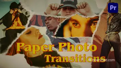 Paper Photo Transitions Premiere Pro template preview