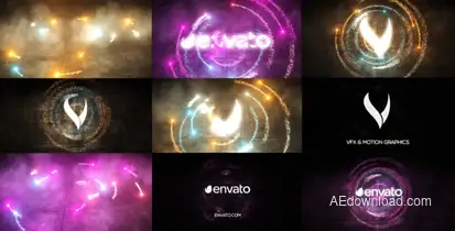 Particles Energy Logo Revel Video Displays template preview