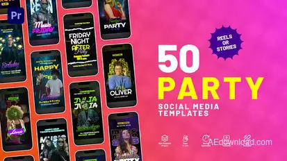 Party Flyers Instagram Stories Premiere Pro template preview