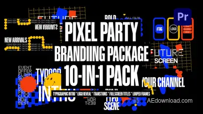 Pixel Party: New Branding Package Premiere Pro template preview