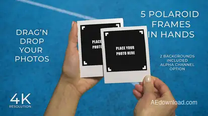 Polaroids Photo Frames in Hands Premiere Pro template preview
